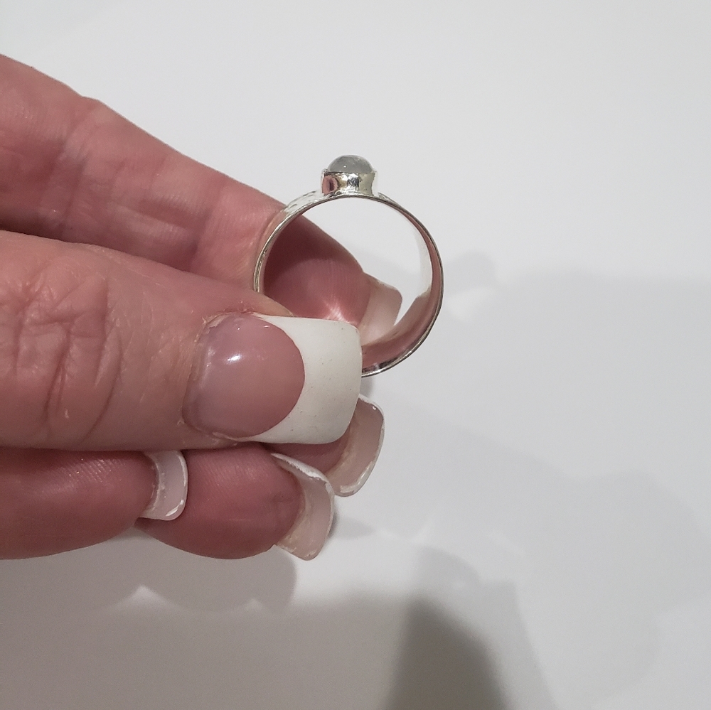 Rainbow Moonstone Gemstone, 925 Silver Ring - image 5